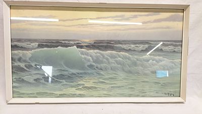 Edouard Mandon (French, 1885-1977) 'Tumbling Waves' (Signed) Print. A mid-20th-century maritime 