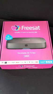 Freesat UHD-4X-500 Recordable 4K TV Box 500GB. A Freesat Recordable 4K TV Box, model number 