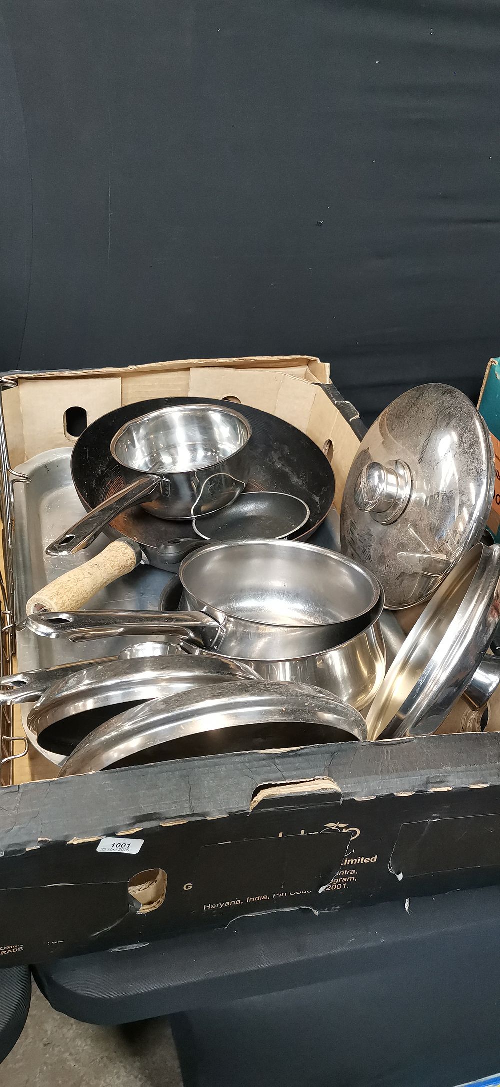 Lot 571: An Assortment of Stainless Steel and Carbon Steel Kitchen Cookware and Serving Items. COLLECTION ONLY
