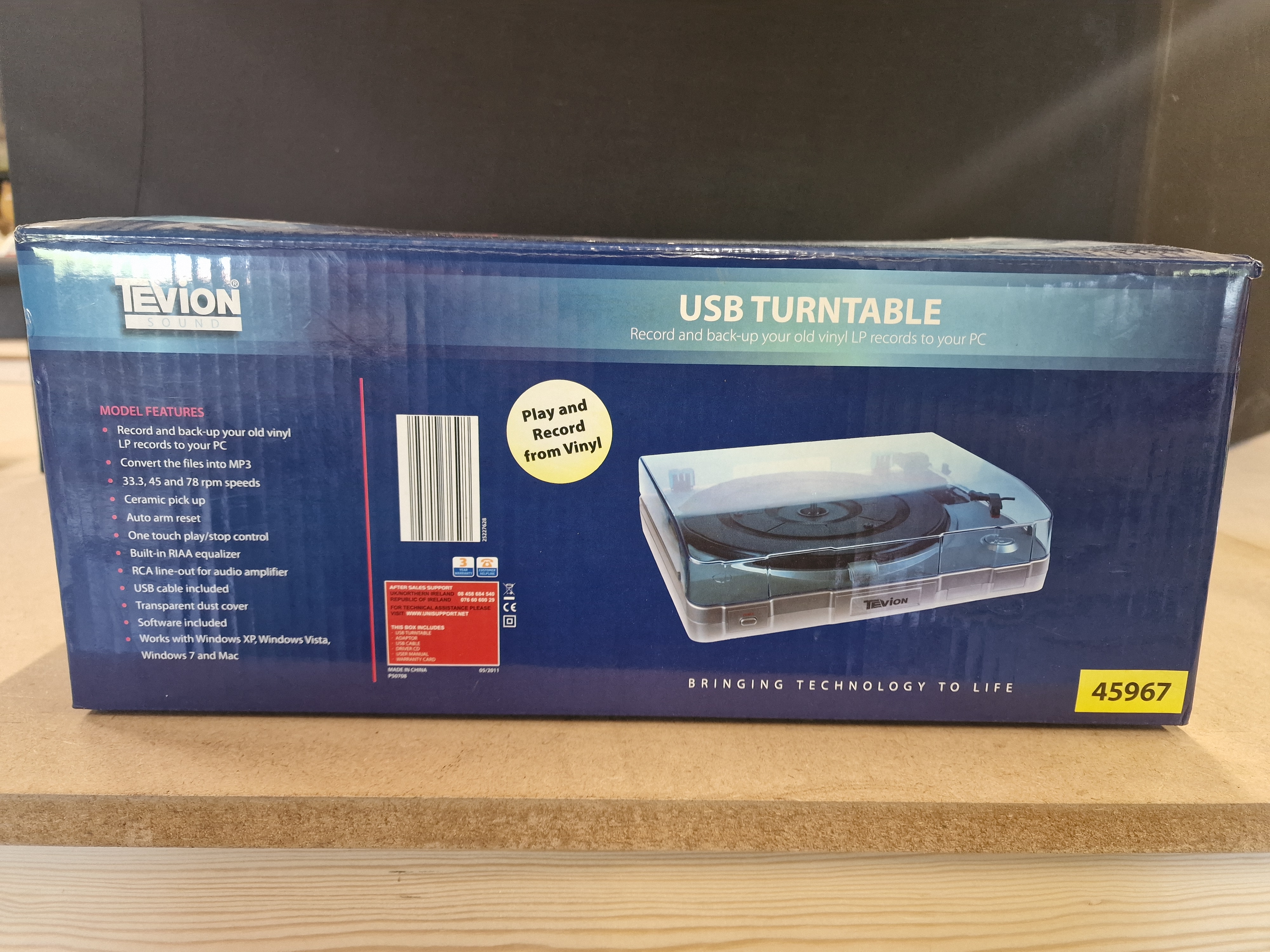Tevion Sound USB Turntable Model 45967 Brand New In Box
