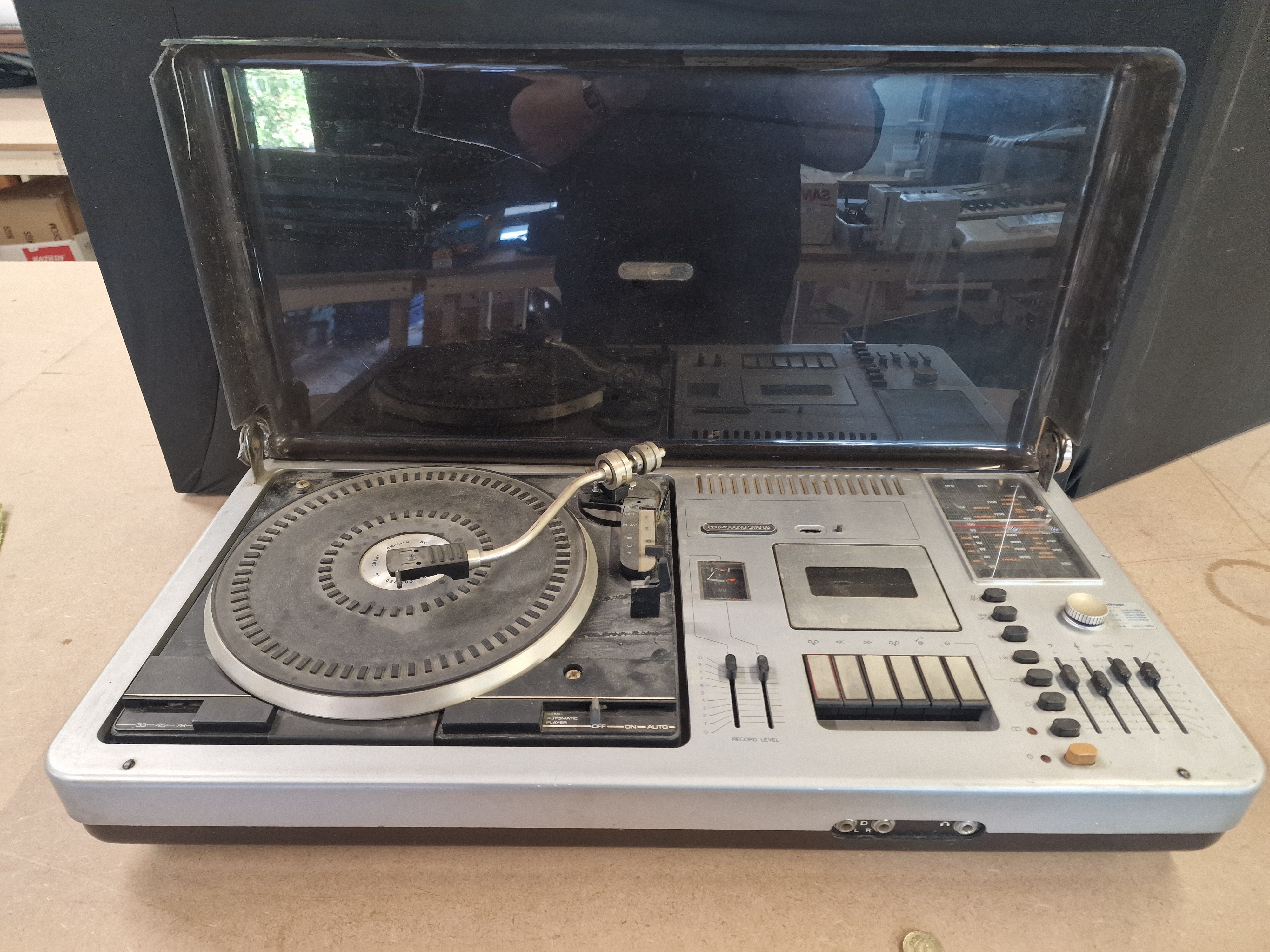 Prinzsound SMC 80 Vintage Integrated Music Centre with BSR Turntable and Cassette Deck a/f