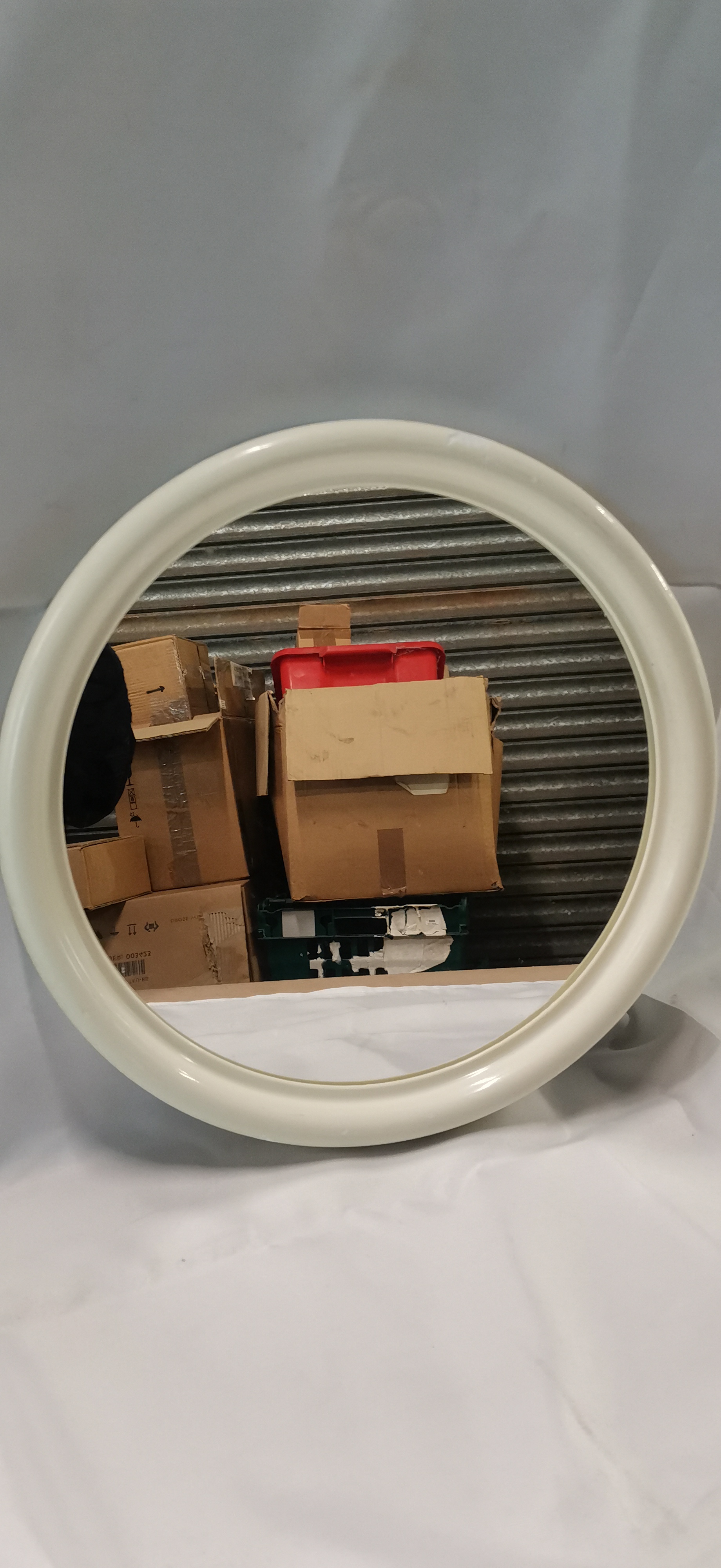 Modern Circular Wall Mirror with Cream Moulded Frame