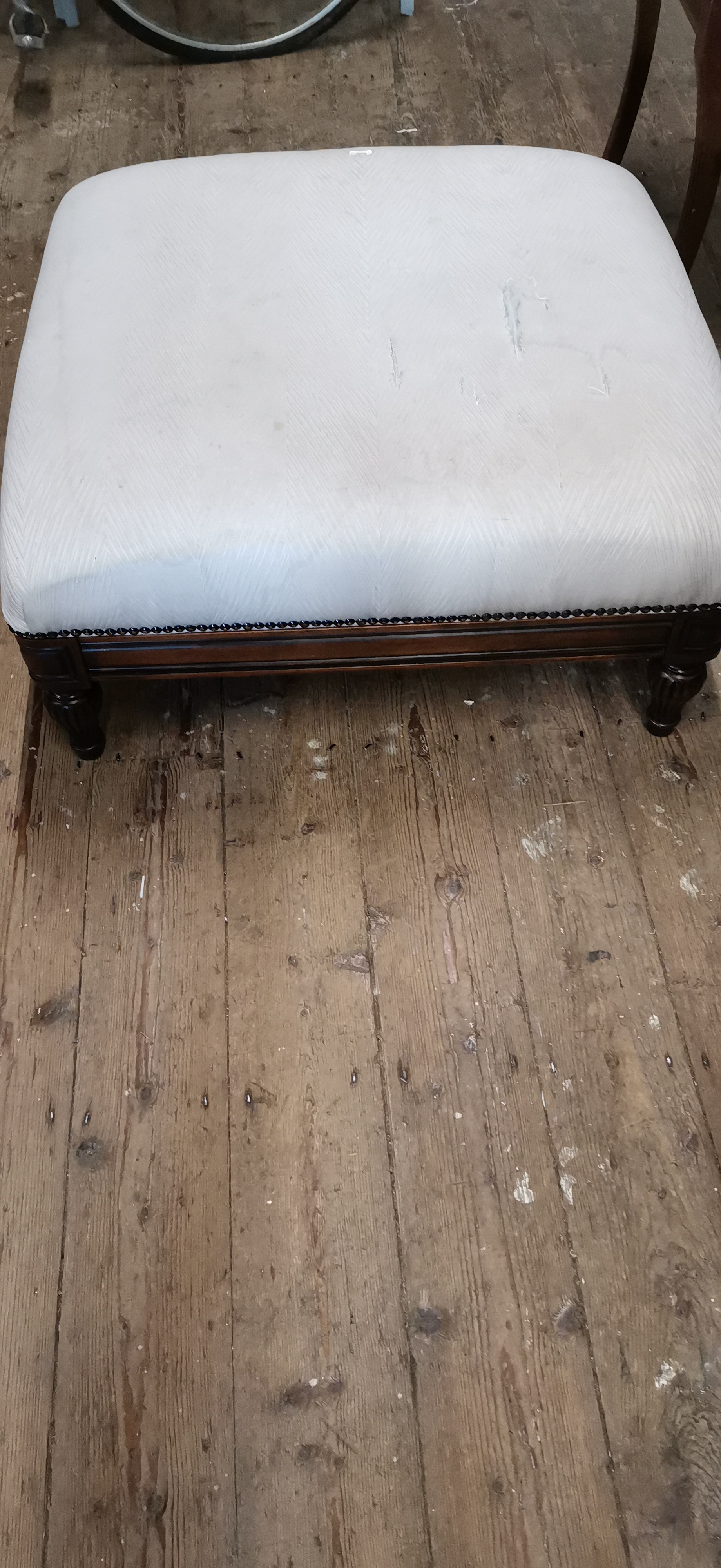 Late 19th Century Louis XVI Style Upholstered Footstool. COLLECTION ONLY