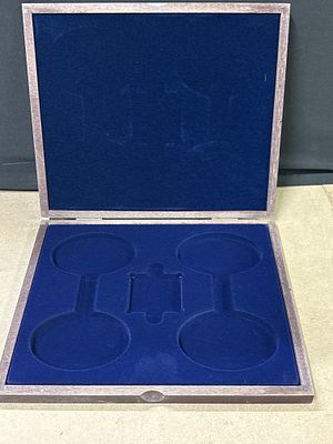 UK WW2 Overlord Coin Display Case, Wood. A wooden numismatic presentation case designed for a 