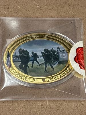FR 2014 D-Day 70th Anniversary Operation Overlord, Gold Plated Medal. Commemorative medal issued 