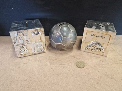 A Trio of Silver-Plated Novelty Money Boxes