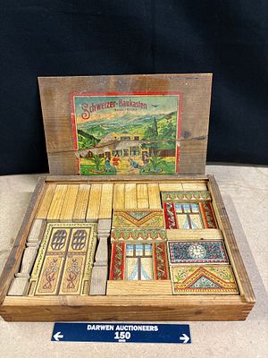 Schweizer-Baukasten Swiss-Bricks Architectural Building Block Set in Wooden Box