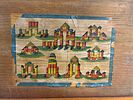 A Vintage Wooden Architectural Building Block Set in Lithographed BoxImage - 1