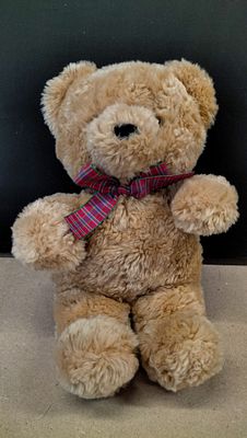 Russ Berrie and Co Seated Teddy Bear with Tartan Ribbon