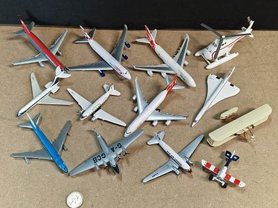 A Collection of Assorted Die-Cast and Plastic Toy Aircraft including Commercial Jets and 