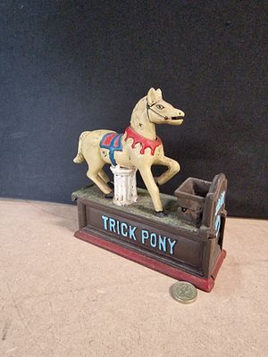 Reproduction Cast Iron Trick Pony Mechanical Bank