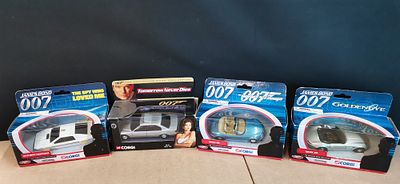 A Group of Corgi James Bond 007 Die-Cast Model Vehicles in Original Packaging