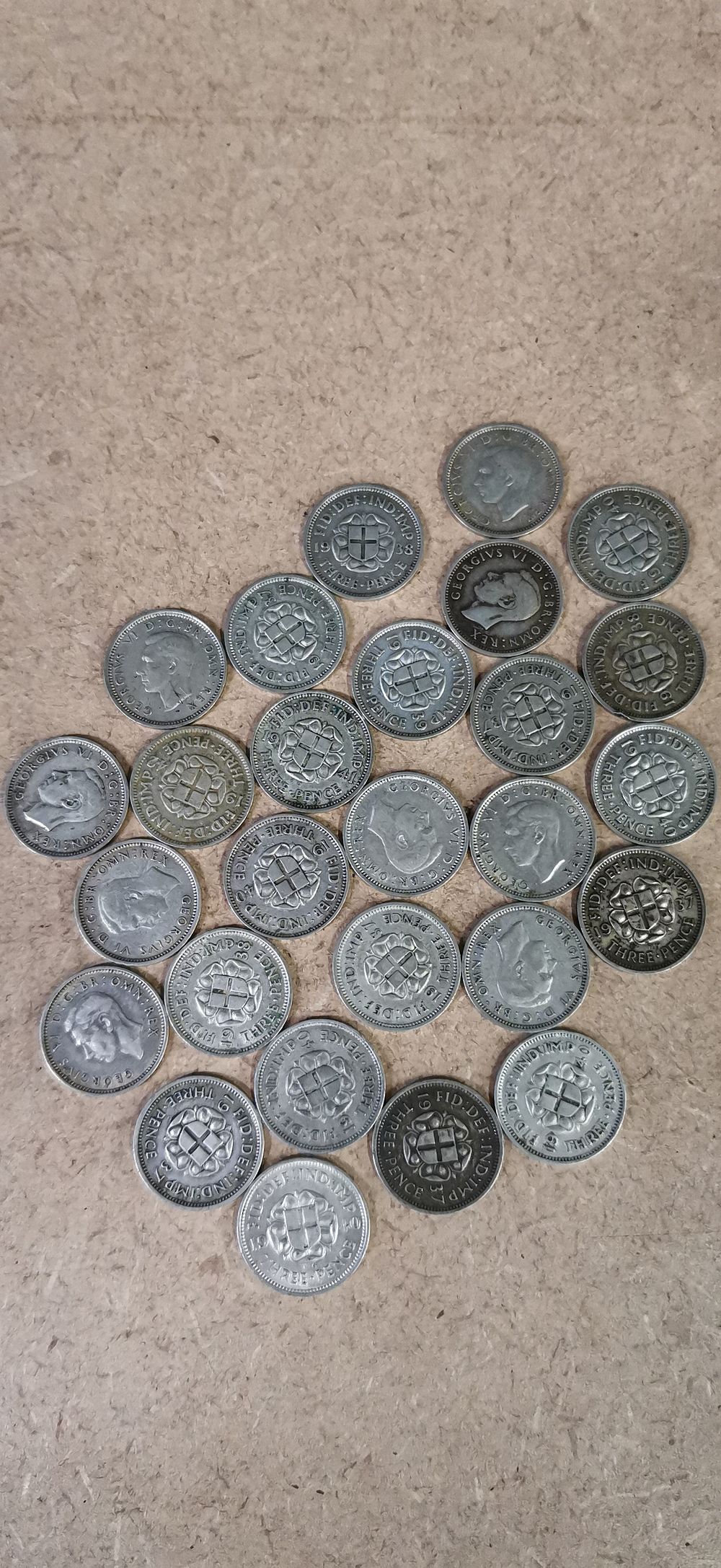 Lot 171: A Collection of UK George VI Silver Threepence Coins