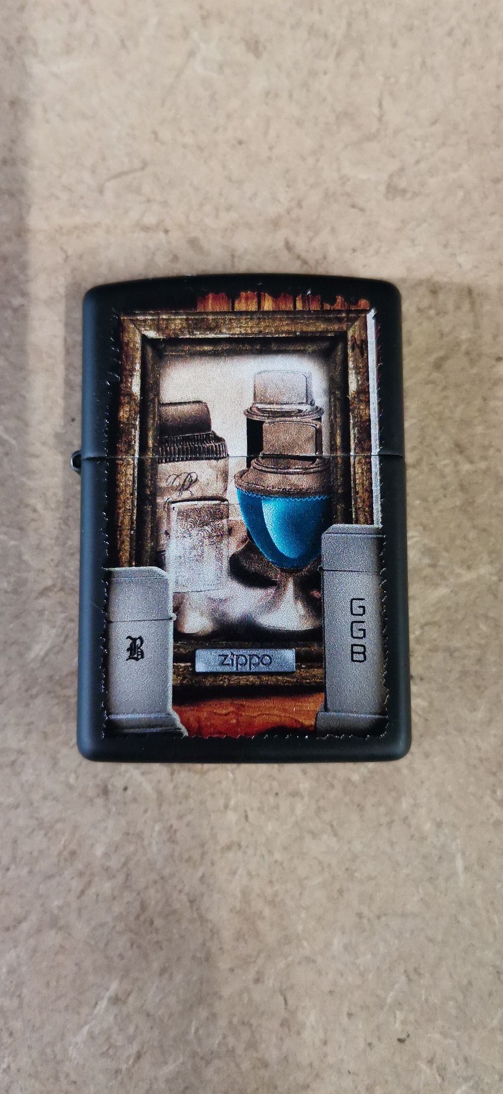 Lot 204: Zippo Antique Table Lights Black Matte Windproof Lighter, 2018