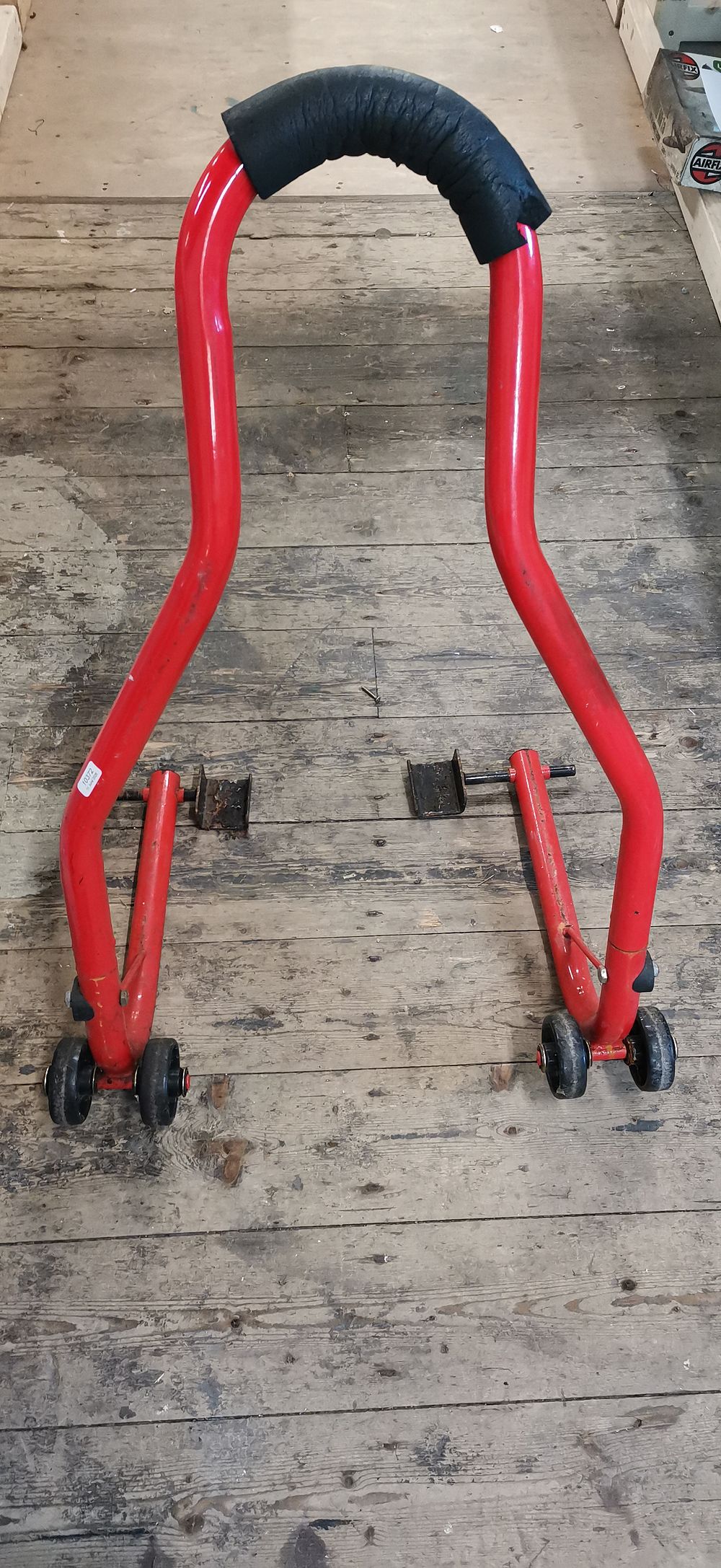 Lot 218: Universal Adjustable Rear Motorcycle Paddock Stand in Red