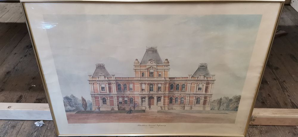 Lot 233: After the Architect's Original Watercolour, Blackburn General Infirmary 1865, Limited Edition Print 376/500