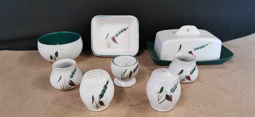 Lot 244: A Collection of Denby Greenwheat Pattern Stoneware Tableware