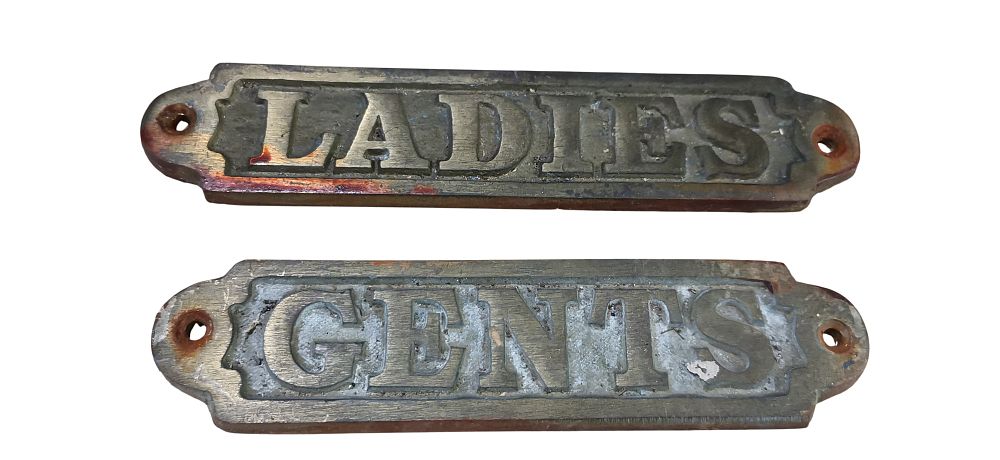 Lot 527: A Pair of Nauticalia Cast Brass Ladies and Gents Door Signs