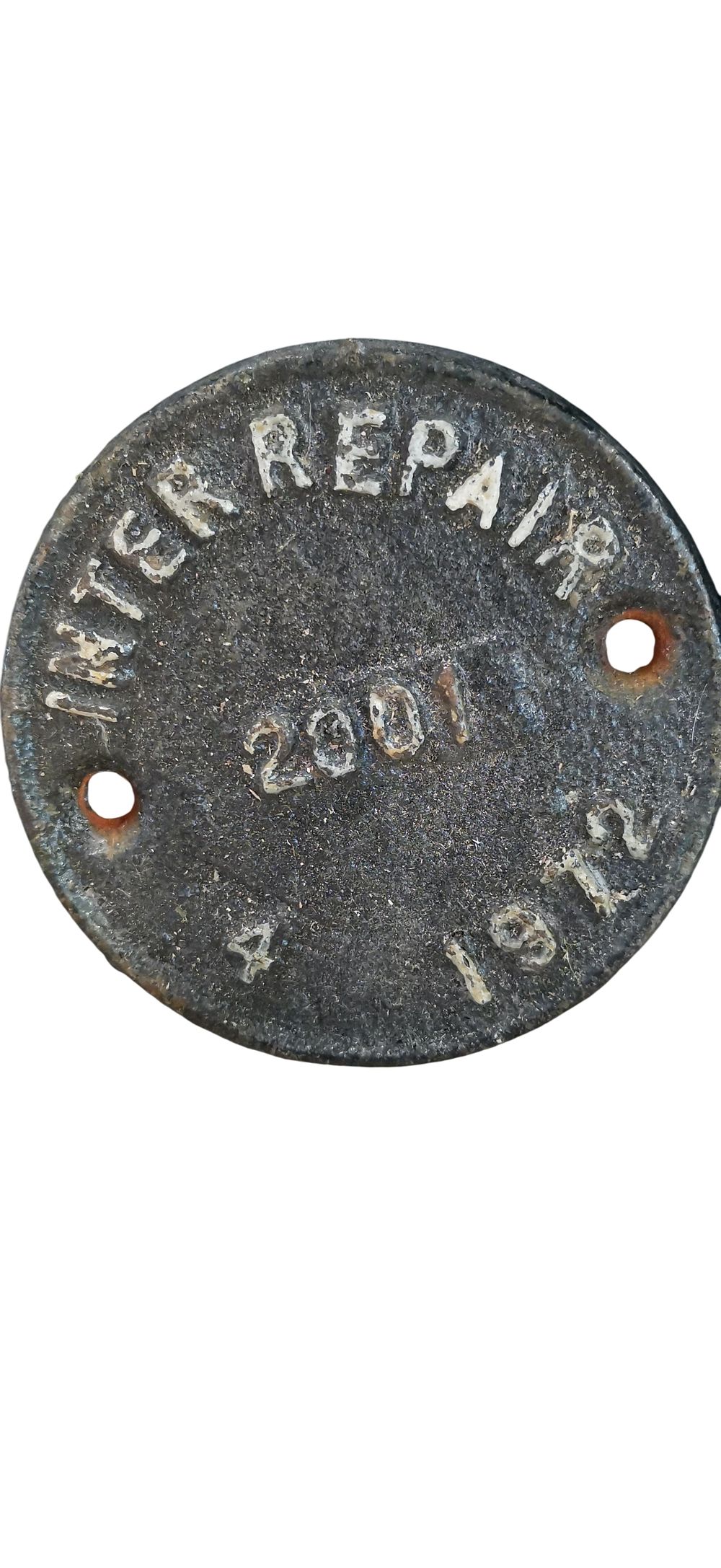Lot 528: Cast Iron British Railway Intermediate Repair Wagon Plate Dated 1912