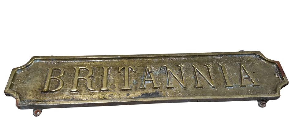 Lot 529: A Cast Brass Nameplate Inscribed Britannia