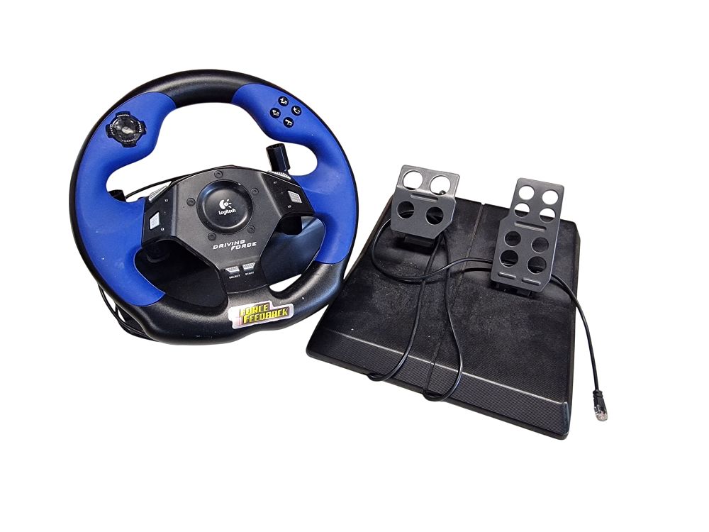 Lot 556: Logitech Driving Force Feedback Steering Wheel and Pedal Set