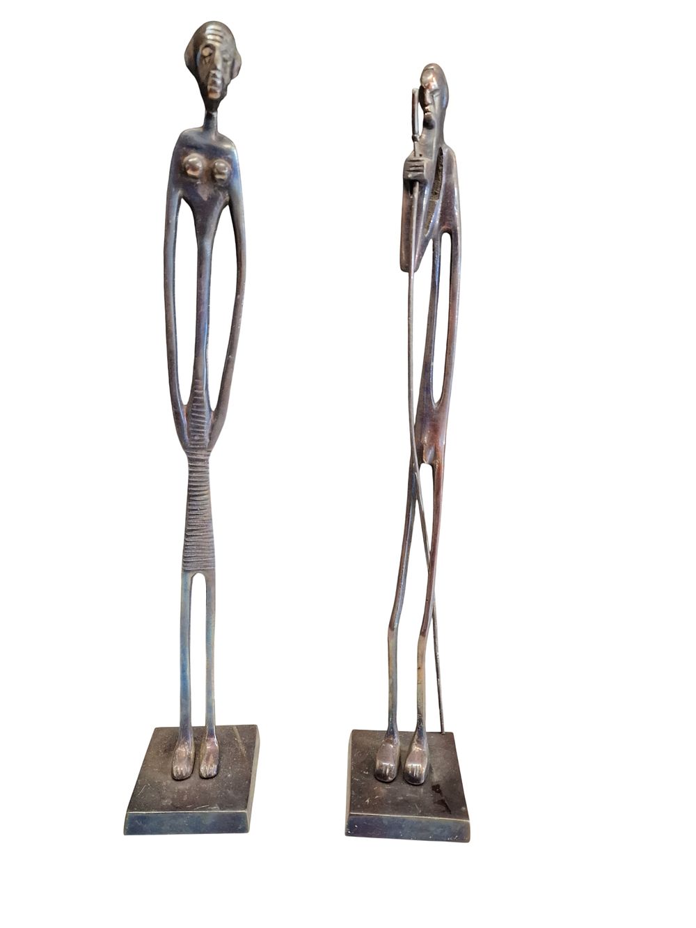 Lot 573: A Pair of Modernist African-Style Cast Bronze Figures