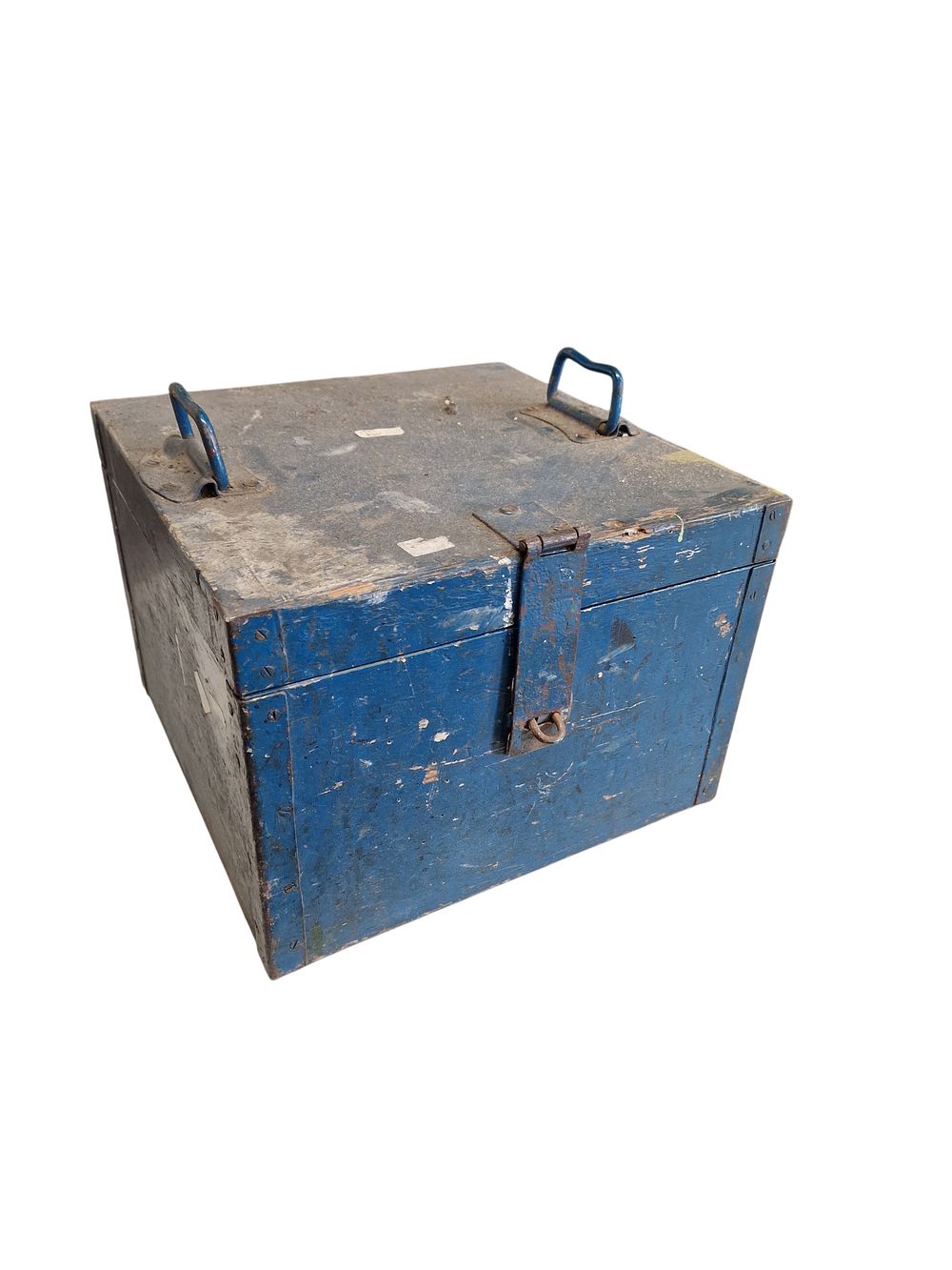 Lot 576: A mid-20th century blue painted wooden utility chest