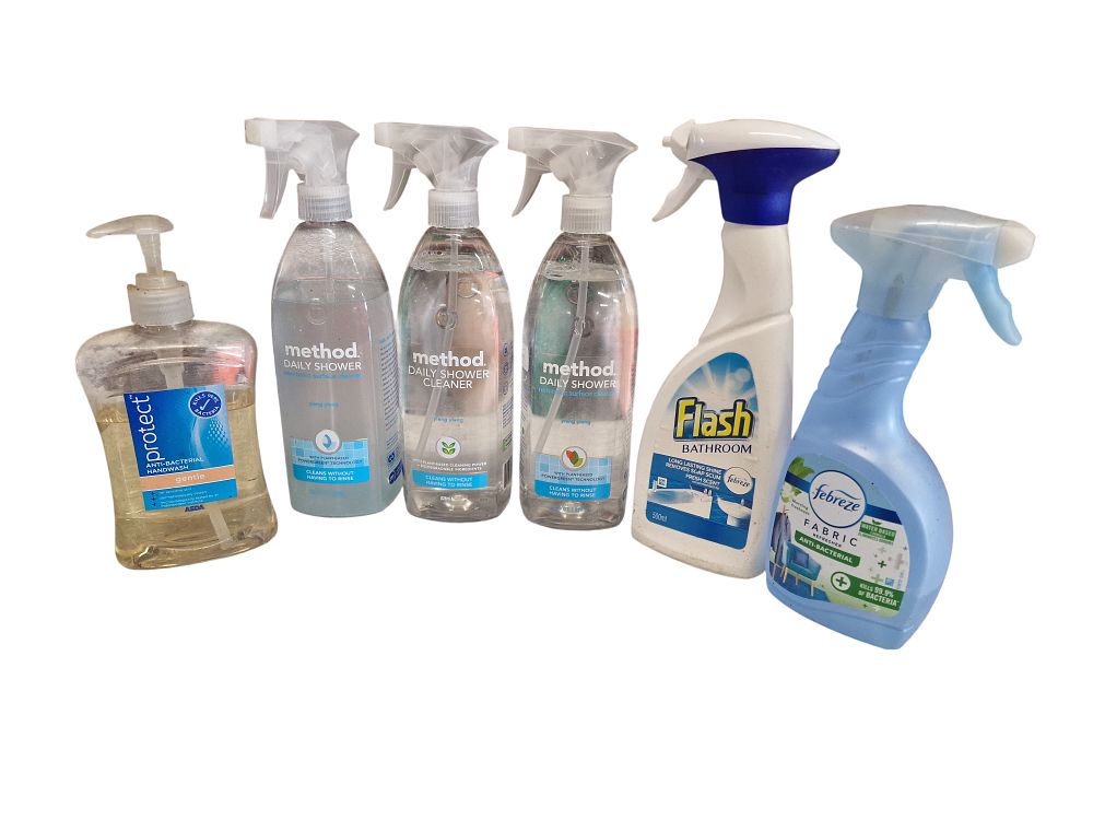 Lot 580: An Assortment of Household Cleaning and Personal Care Products including Method, Flash, and Febreze