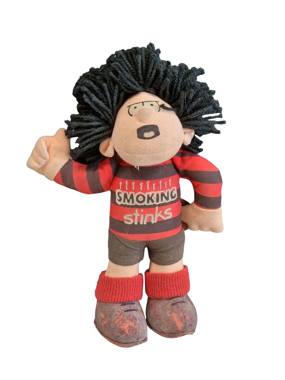 Lot 599: Beano Dennis the Menace Soft Toy with Anti-Smoking Campaign Graphic