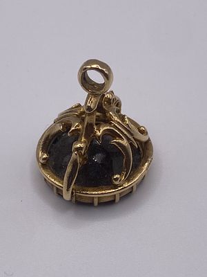 A 9ct yellow gold antique English onyx Intaglio watch fob seal, 12.2 grams approx weight,