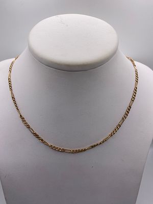 A 9ct yellow gold Figaro chain, 18 inches long, 3.2 grams in weight approx