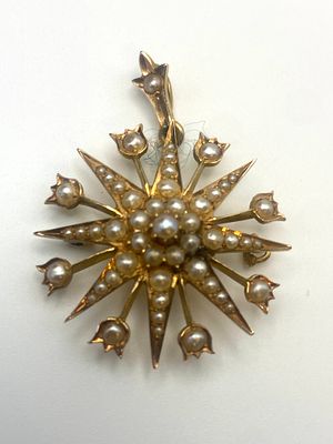 A 15 ct yellow gold Victorian seed pearl pendant, 30mm x 30mm, approx weight is 5.6grams