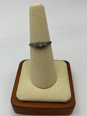 A 9ct yellow gold & platinum 3 stone diamond ring, size N, weight 1.6 grams approx