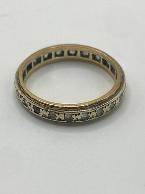 A 9ct yellow gold cz band, size L, approx weight 2.3 grams