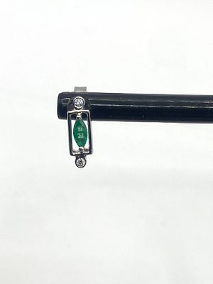 A pair of 18ct white gold emerald stud earrings, 2.9 grams in weight approx, 12mm x 4mm in size 