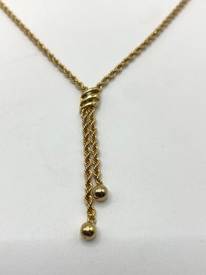 A 9ct yellow gold rope fancy necklace with tassle balls, 18 inches long, approx 2.9 grams in weight