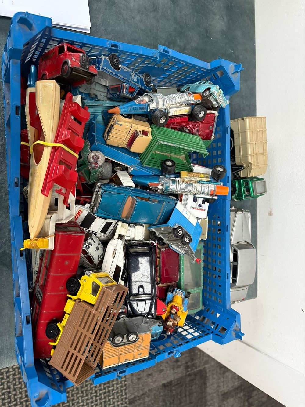 Lot 262: Box of assorted model toy cars including Corgi...