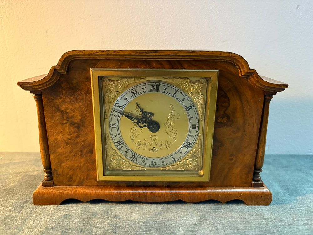 Lot 285: Elliot walnut mantle clock