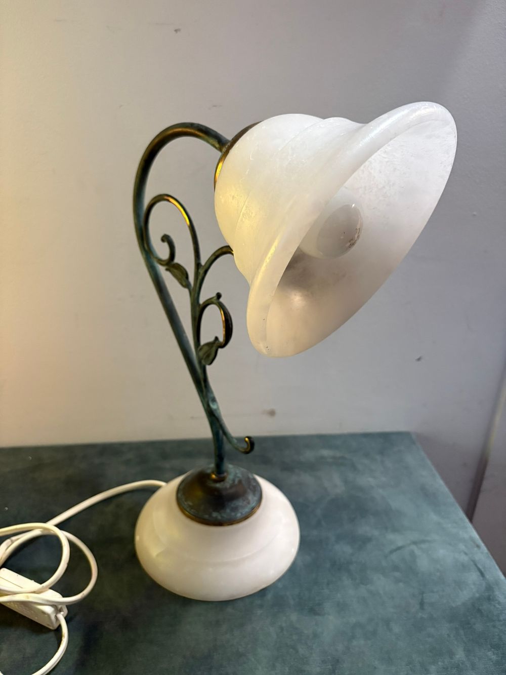 Lot 300: Modern table lamp with alabaster shade