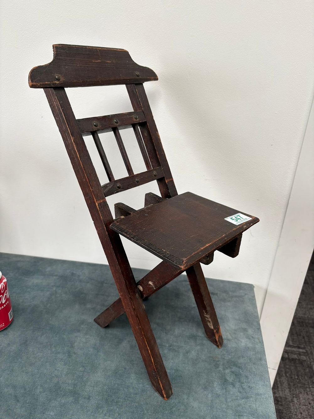 Lot 327: Miniature folding teddy bear/ doll chair