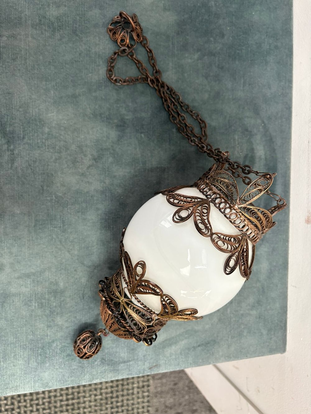Lot 344: Glass and metal hanging shade