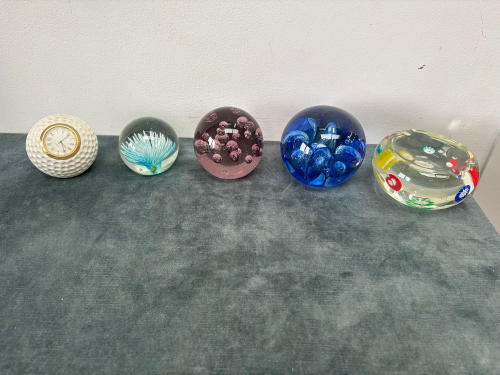 Lot 356: 4 x Glass paperweights including millefiori