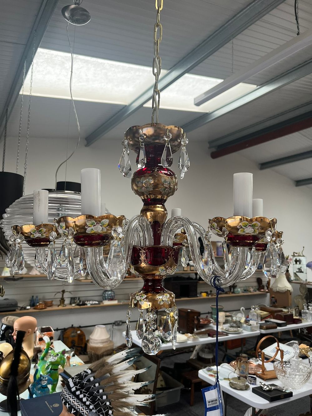 Lot 373: Bohemian and gold gilt Preciosa chandelier - never...