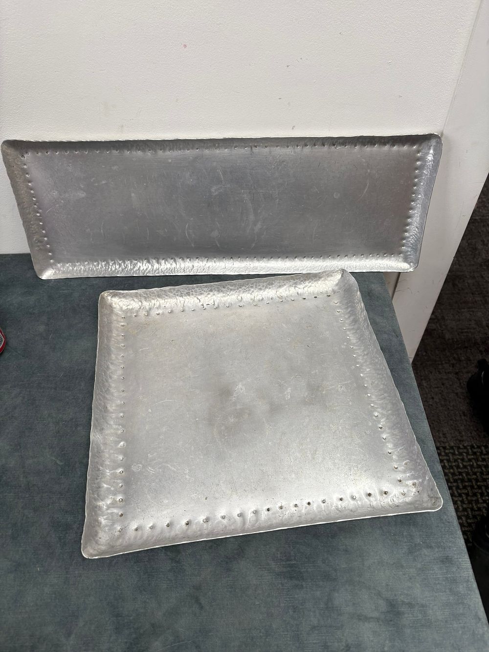 Lot 425: 2 x Beaten aluminium trays