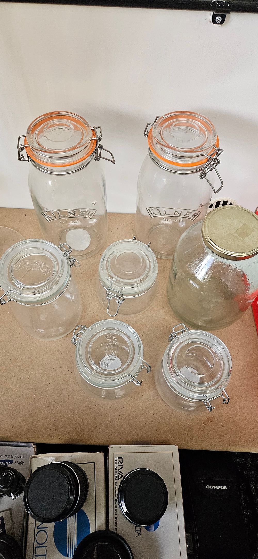 Lot 446: Kilner glass storage jars and other unbranded jars