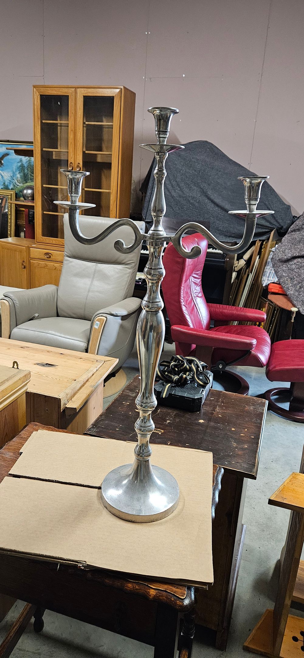 Lot 455: Large aluminium candelabra