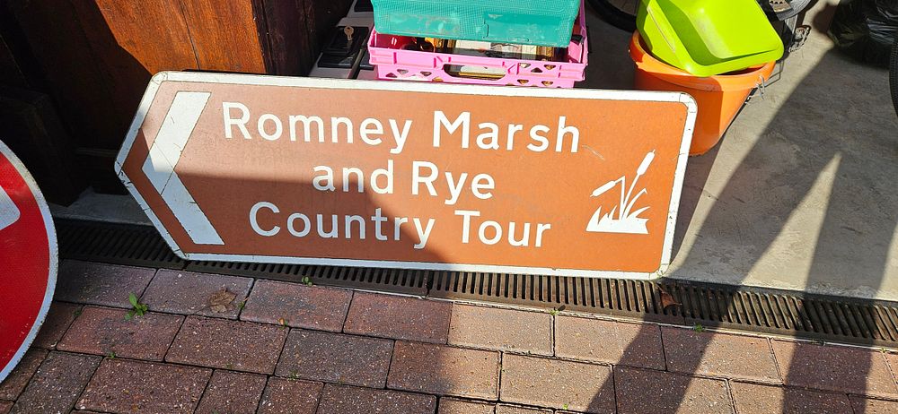 Lot 460: Aluminium road sign - Romney Marsh and Rye...