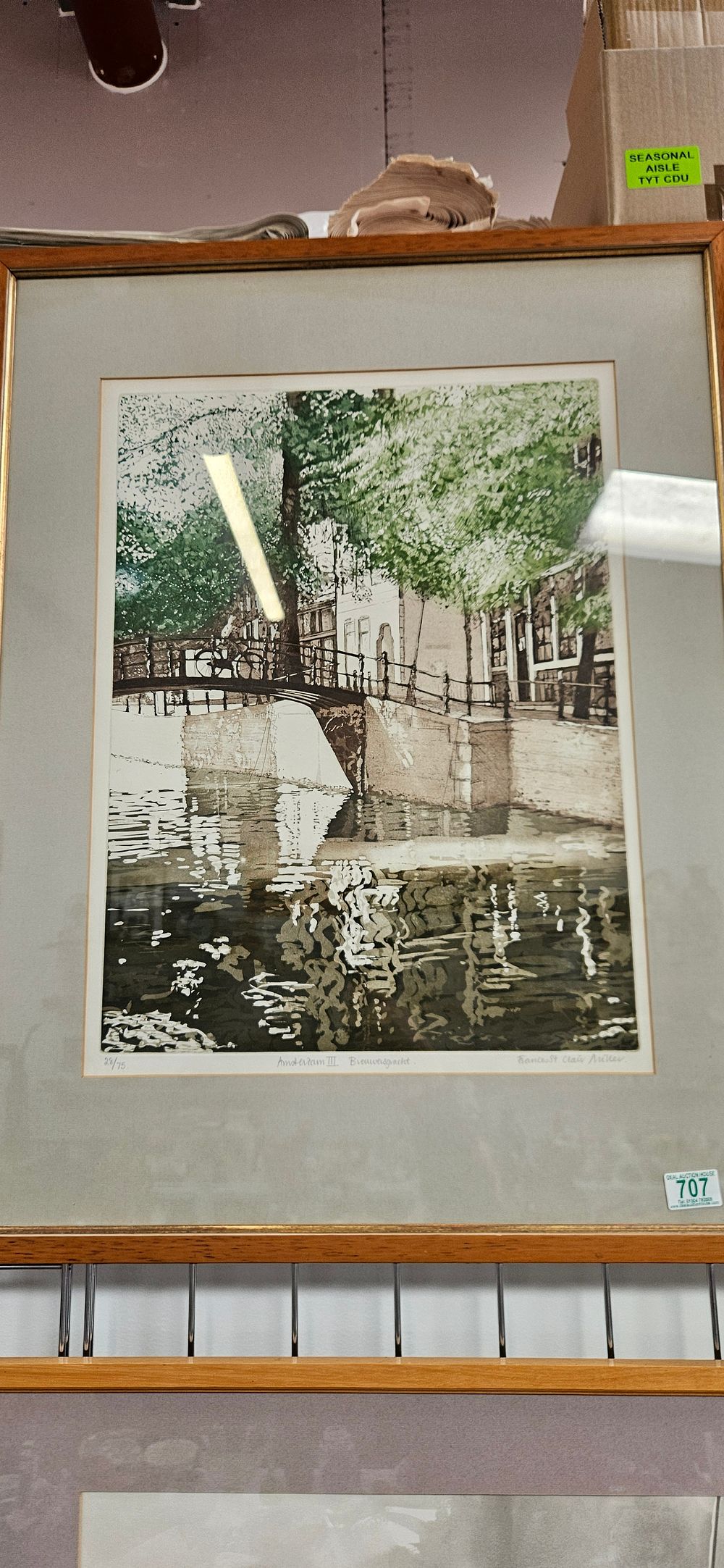 Lot 707: Limited edition lithograph 28/75 titled Amsterdam III signed...