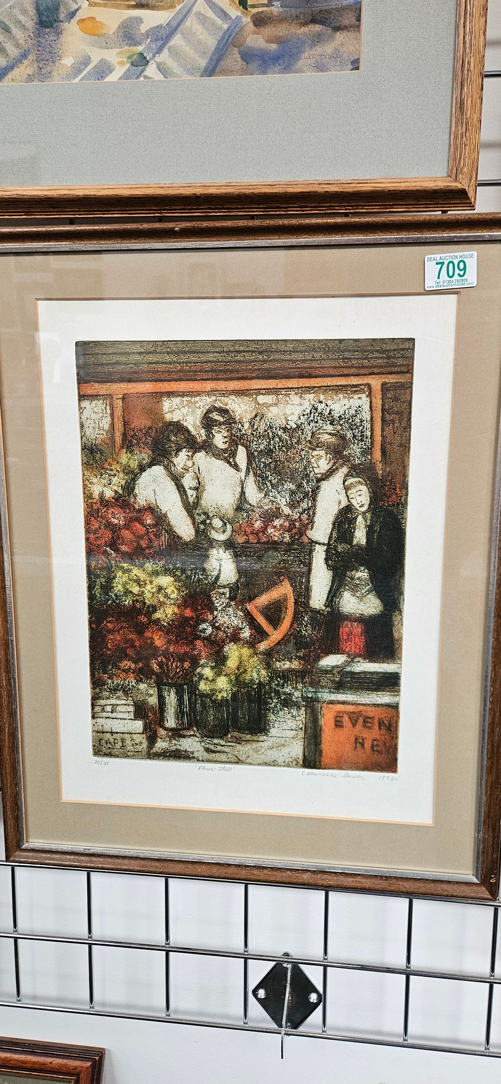 Lot 709: Limited edition lithograph titled 'Flower Stall' signed Marianne