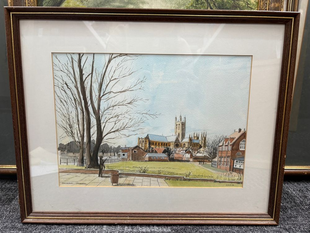 Lot 716: Watercolour of Canterbury Cathedral
